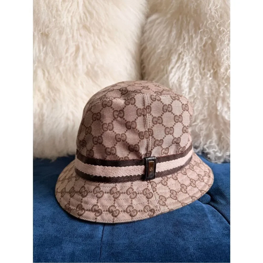 Gucci Beige and Brown GG Canvas Bucket Hat GG cotton canvas bucket hat in beige and dark brown | GUCCI® US main image 2